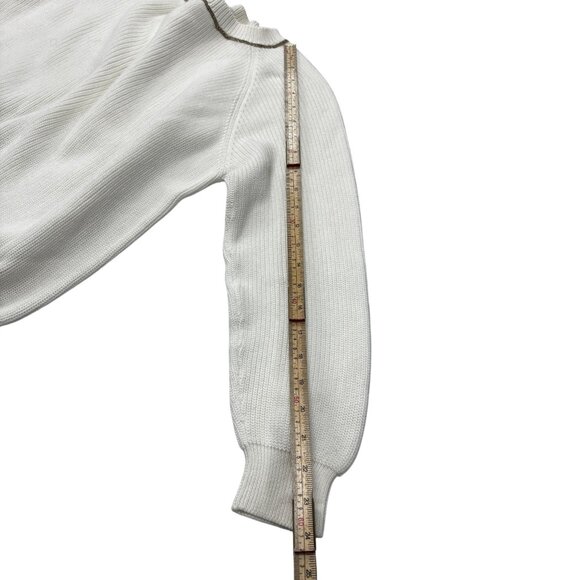 Brunello Cucinelli Womens White Knit Sweater With Metallic Trim Detail Size L Ma - Picture 11 of 11